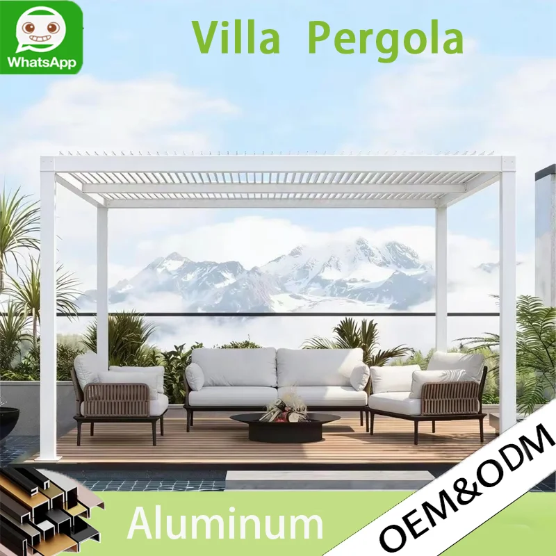 Custom Size Luxury Aluminum Gazebo Pergola, Bioclimatic Louvered Roof Powder Coated, for Villa Garden Patio Outdoor Use