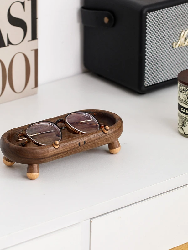 Black Walnut Wood Storage Tray Real Wood Desktop Glasses Tray Entrance Key Holder Dry Fruit Pastry Miscellaneous Organizer Tray