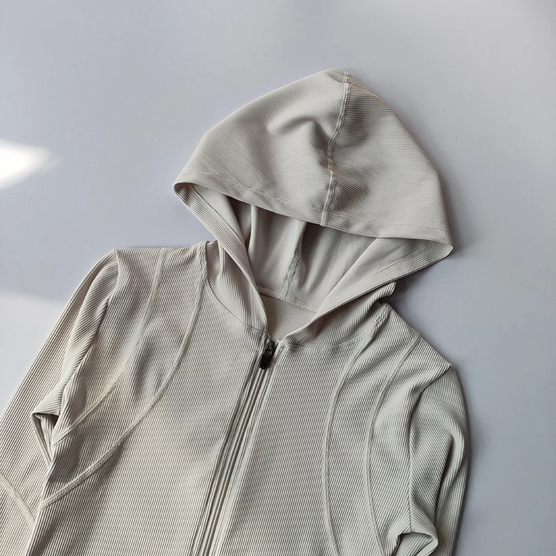 سترة يوجا نسائية بغطاء للرأس وأكمام طويلة معطف رياضي للجري في صالة الألعاب الرياضية والملابس الترفيهية والتمارين #4