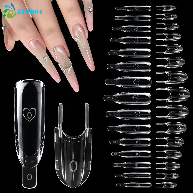 ●Sandwich Dual Nail Forms 120pcs 15size Rocket Shape Full Cover Top & Bottom Mold For Nail Art Extension Manicure Kit