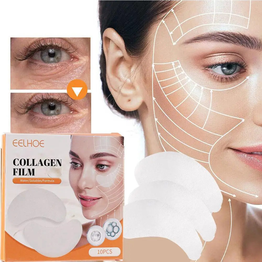 50Pcs Highprime Collagen Eye Mask Hyaluronic Acid Collagen Soluble Patches Film Anti Wrinkles Anti-Aging Moisturizing Lifting