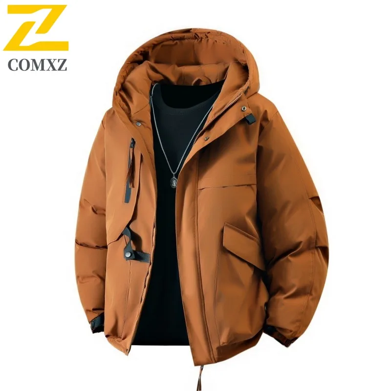 COMXZ الرجال القطن وسادة مبطنة 2025 الحد الأدنى مقنعين يندبروف الثلجي التخييم الشتاء سترة التزلج الدافئة الجرافين مبطن سترة