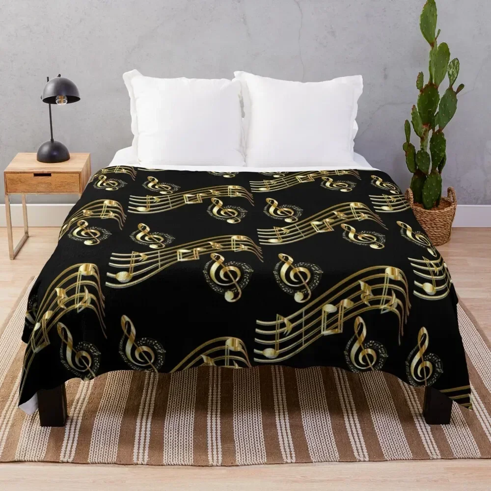 

Music: notes, scale Throw Blanket Cozy Warm Blanket for Bed Room Decor