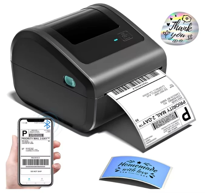 

New Arrivals D450BT Small Business Blue Tooth Thermal Label Printer 4x6 Label Printer Shipping Label Printer