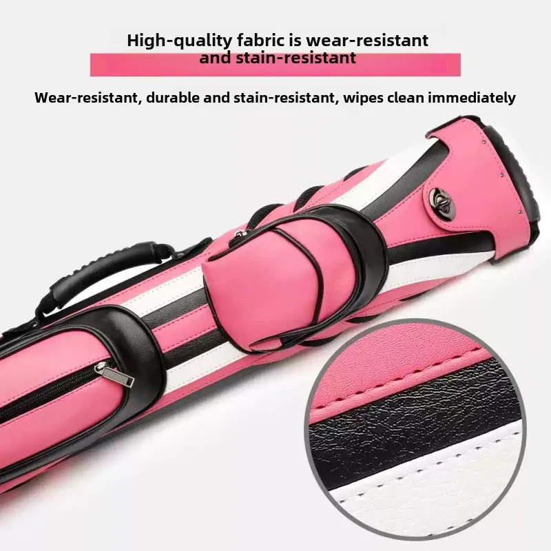 Kotak Tongkat Biliar Premium Portabel 6 Lubang Gaya Amerika Warna Pink, Tempat Penyimpanan Tongkat Biliar dan Snooker yang Dapat Dipakai Sebagai Ransel