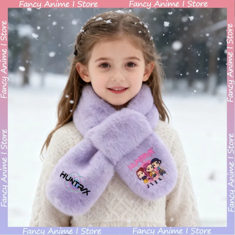 K-POP デーモンハンターズ ガールズ ぬいぐるみスカーフ かわいい 快適な保温ネックカバー 冬用 暖かい 漫画風 厚手ネックウォーマー 誕生日プレゼント