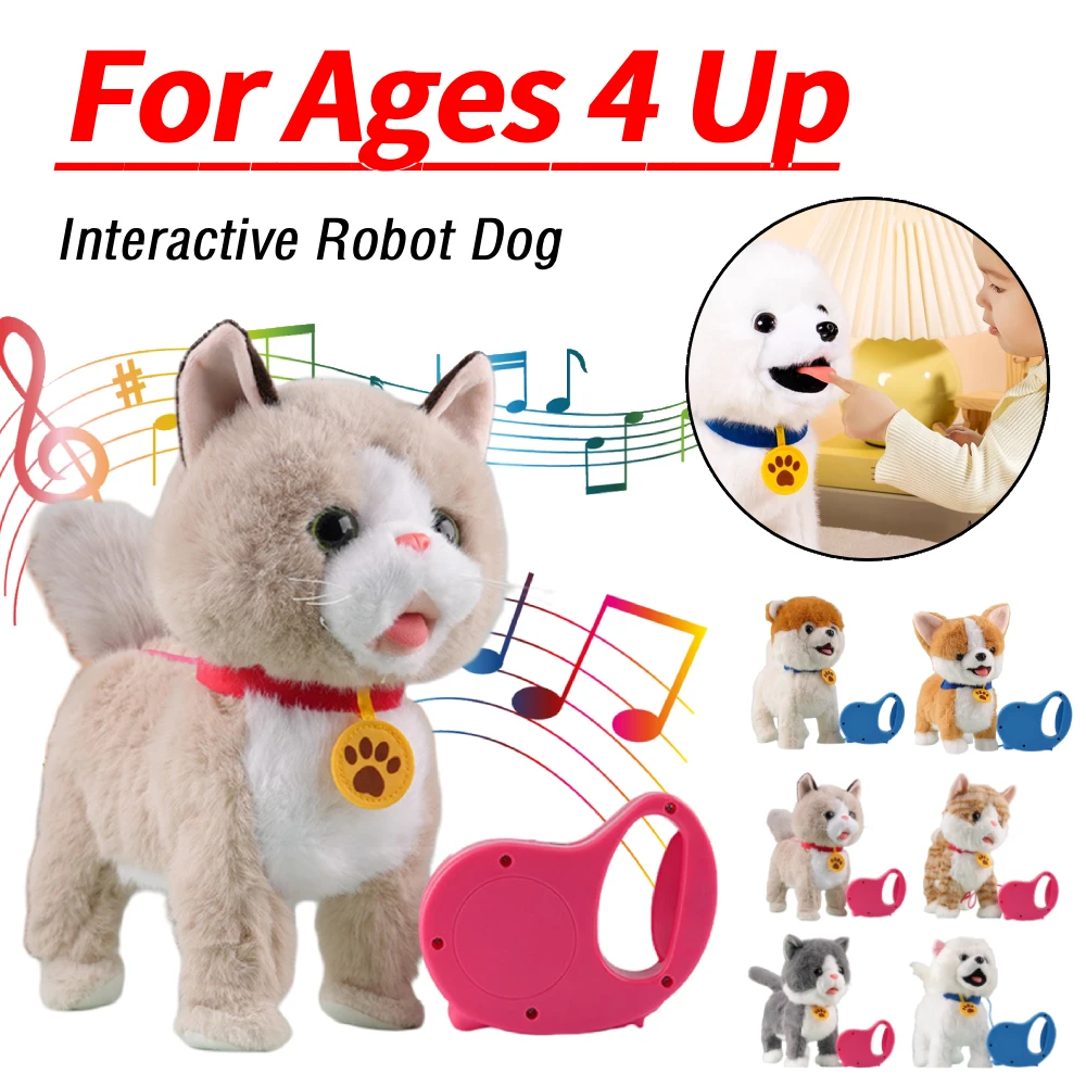 Peluche elettronico interattivo con guinzaglio telecomandato Animale domestico elettronico interattivo per bambini