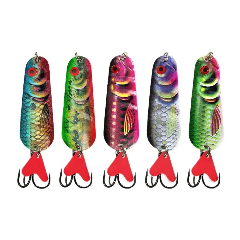 

5pcs New 20g Metal Spinner Spoon Trout Fishing Lure Three Hooks Hard Bait Sequins Noise Paillette Bait Hard Sequins Spinner