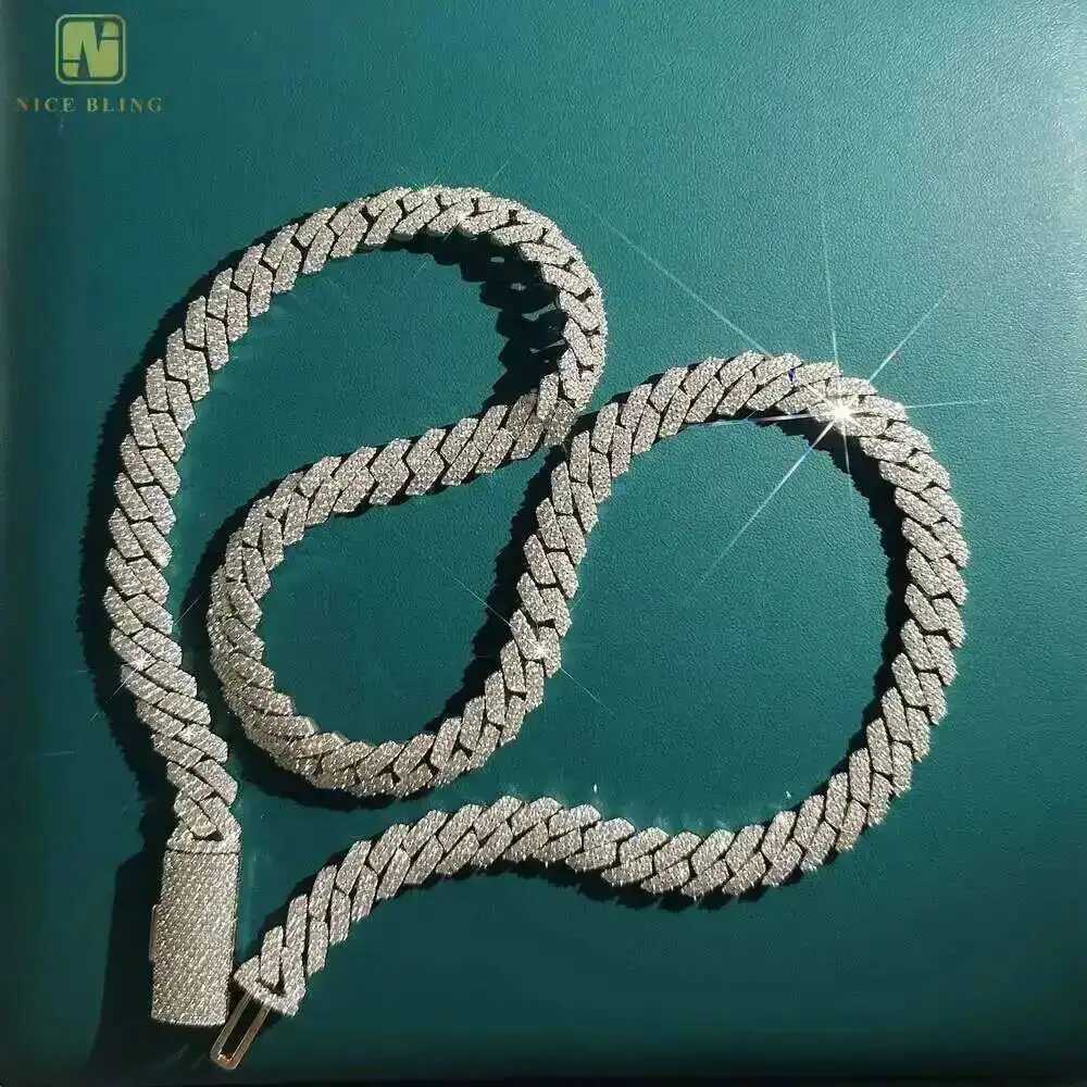 

Hip Hop Micro Pave Moissanite Diamond 10k 12k14k Gold Plated S925 Sterling Silver 8mm 10mm Miami Cuban Chain Bracelet