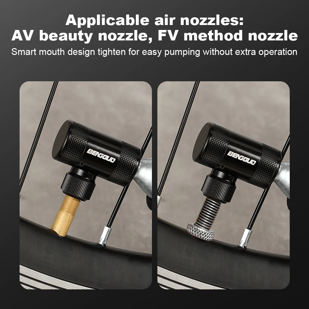 مضخة دراجة محمولة مع أكمام معزولة مضخة دراجة صغيرة شريدر وصمام منفاخ إطارات دراجة CO2 لدراجة الطريق الجبلية #5