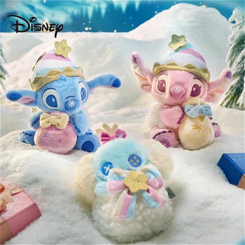 Lilo & Stitch and Angel Christmas Plush Toys Disney Anime Kawaii Little Gold Doll Scarf Children's Accessories Children's Gifts