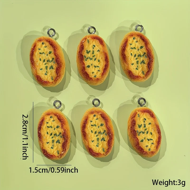 6Pcs Cartoon Cheese Bread Resin Charms Cute Mini Food Pendants DIY Earrings Keychain Jewelry Making Accessories view 4