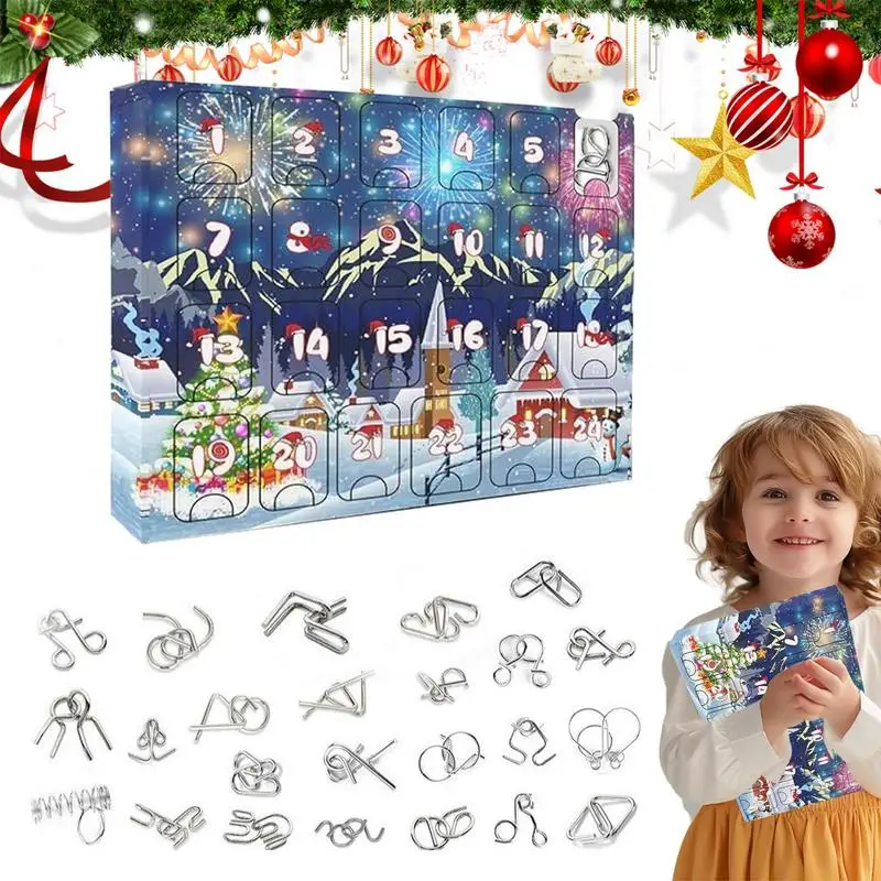 Brain Teaser Puzzle Advent Countdown to Christmas Calendar with 3D Puzzle Fun Challenges Toys Brain Challenge Games for kids