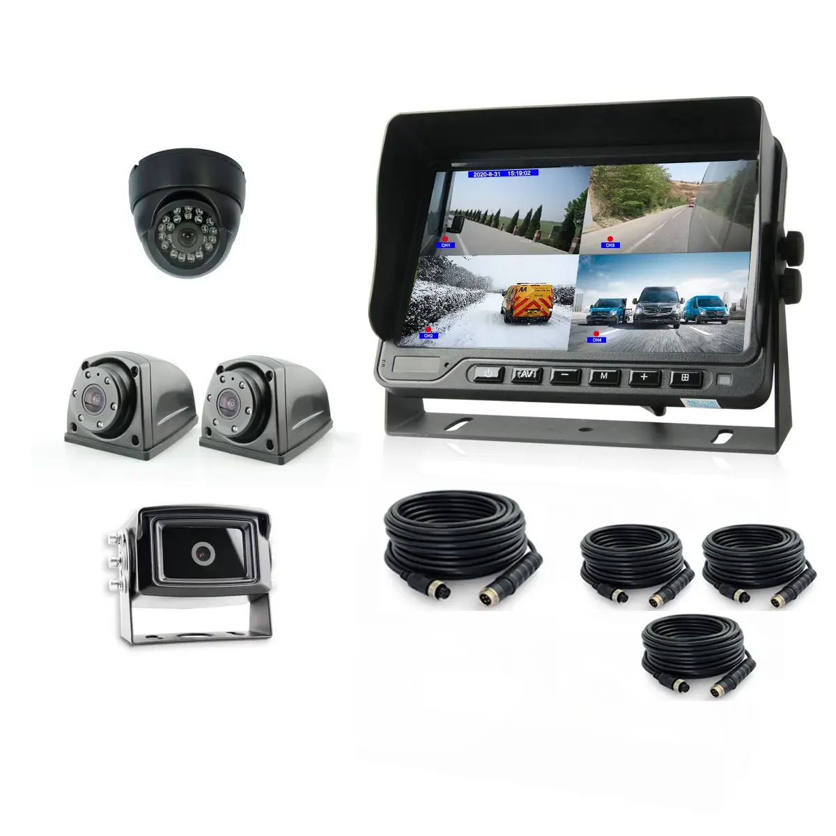 7 Inch DVR Monitor Waterproof Van RV Motorhome  Snow Plow Heated Camera System with Heavy Duty Rear View Monitor