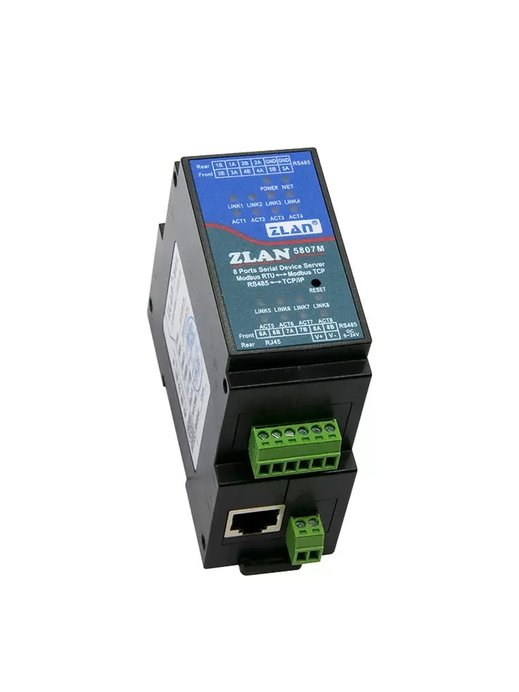 ZLAN5807M-Convertisseur de module industriel, 8 ports RS485 vers Ethernet, TCP IP, Modbus Gateway, RTU vers TCP, MQTT, JSON, rail DIN