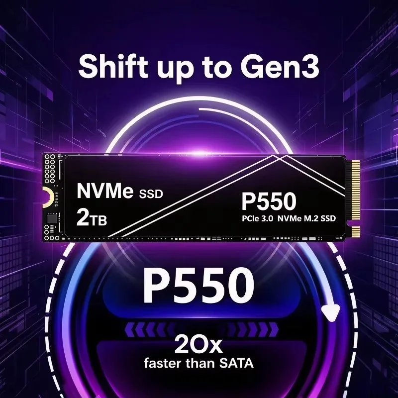 P550 High-Performance M.2 2280 PCIe 3.0 NVMe SSD 500GB 1TB 2TB 4TB High Speed, Load Faster Upgraded Version Fit  Laptop PC