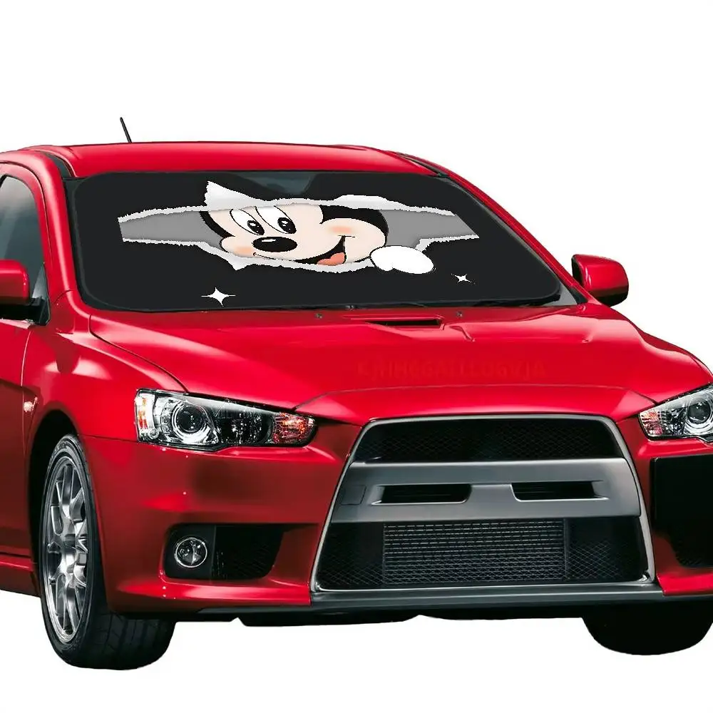 C-ميكي ماوس-eS لطيف مظلة السيارات الستائر مظلة السيارات يغطي غطاء الزجاج الأمامي العالمي للطي قناع #3