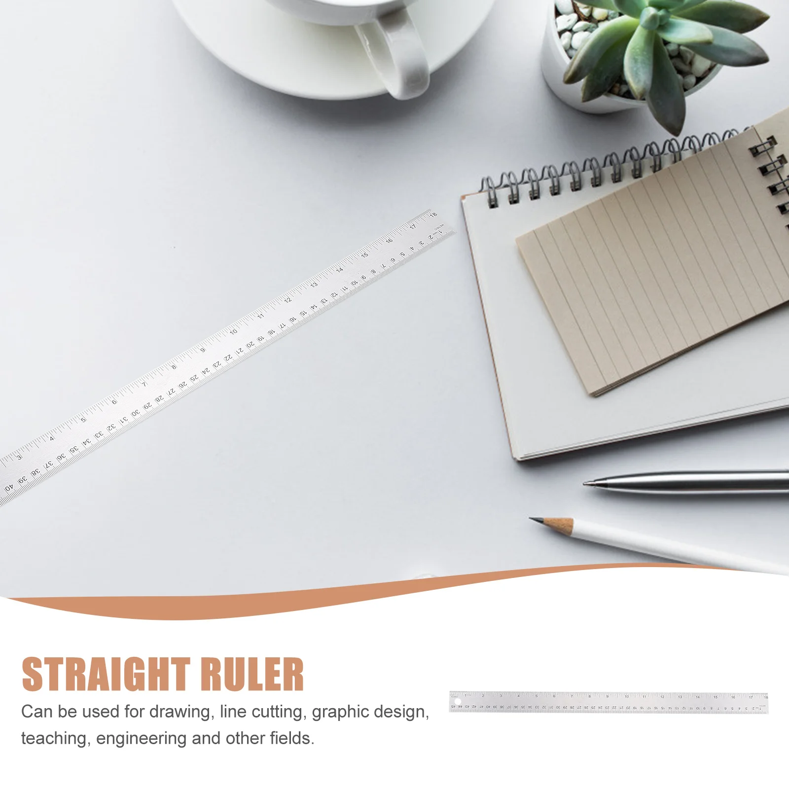 

2 Pcs Cork Ruler Drafting Rulers Back Metal Backing with Precision Measuring Tool