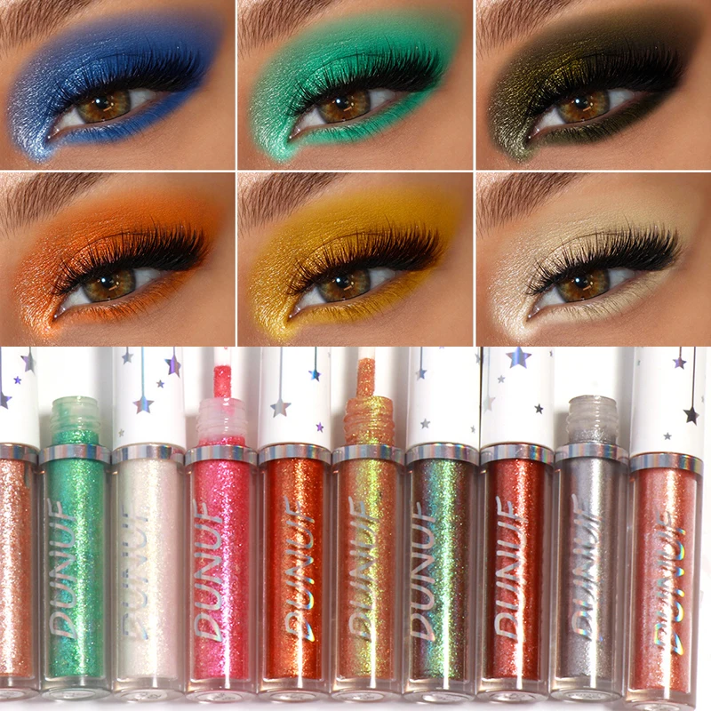 24 Color Metallic Liquid Eyeshadow Stick Brown Blue Green Black Shimmer Pearlescent Glitter Eye Shadow Waterproof Makeup Pigment