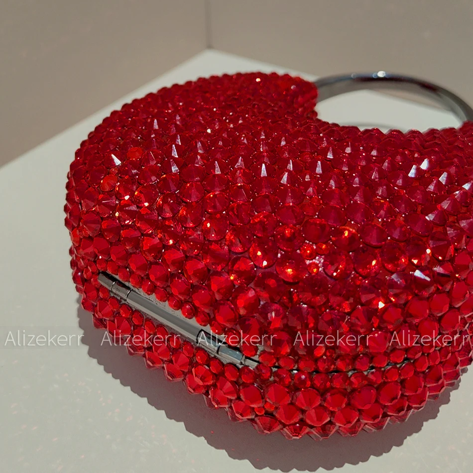 Alizekerr Oval Shaped Diamond Evening Bags Women Gorgeous Rhinestone Metallic Clutch Purses Ladies Unique Handbag Wedding Party view 6