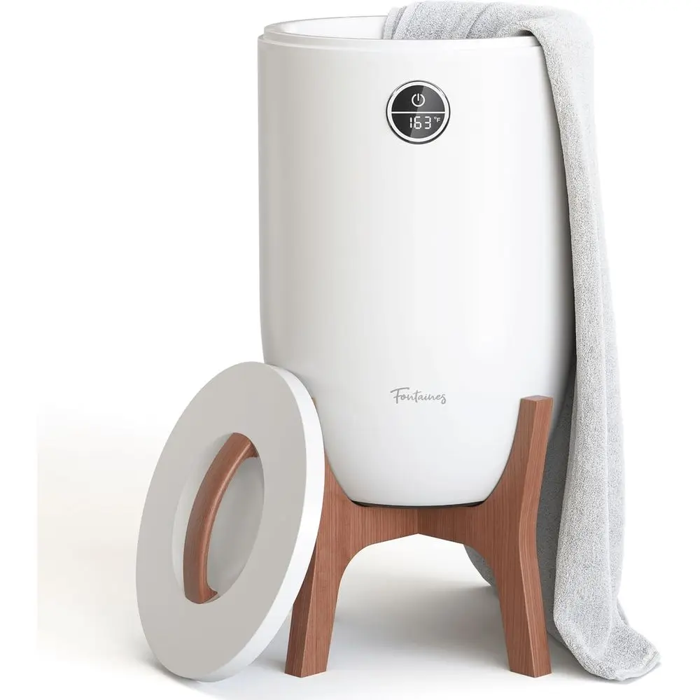 Large Heated Towel Warmer with Auto Shut-Off, Holds Oversized Towels or Robes, White