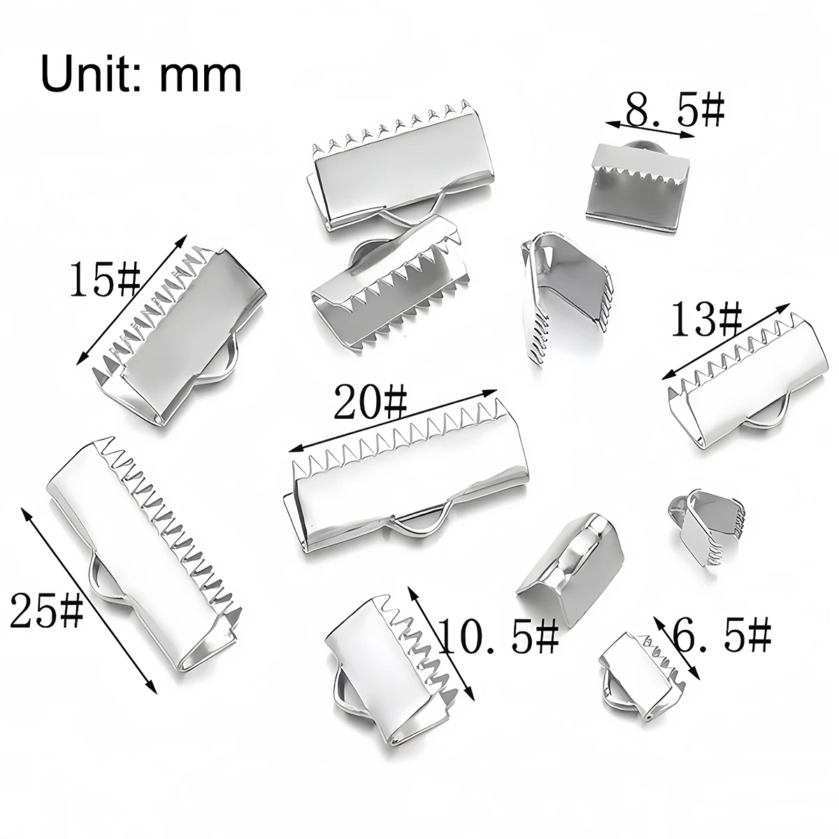 10/30 Stück 6,5-25 mm Edelstahl-Endkappen, Schnallen, Kordelverschlüsse, Verbindungsstücke für die DIY-Schmuckherstellung – Detail 4