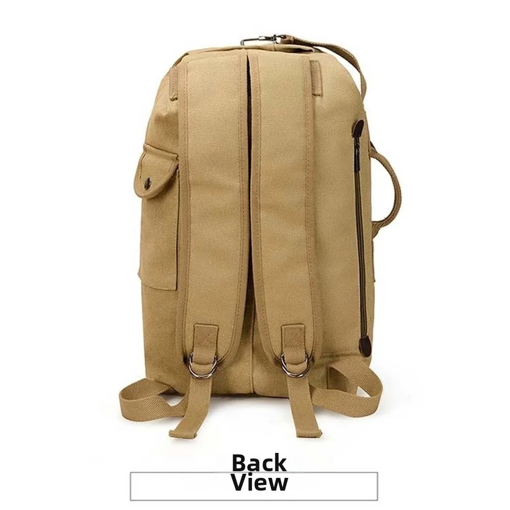 

Solid Color Vintage Canvas Rucksack Folding Multi-purpose Multi-pockets Design Backpack Daypack Handbag
