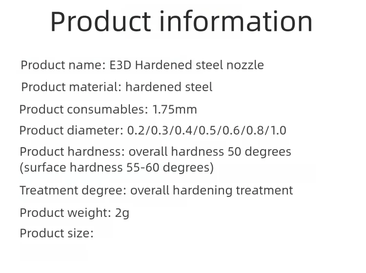 V6 Düse aus gehärtetem Stahl 0,2/0,4/0,6/0,8/1mm 1,75mm Filament M6 3D-Druckerdüse für Ender 3 Hotend Titan Extruder Prusa I3 MK3 – Detail 4