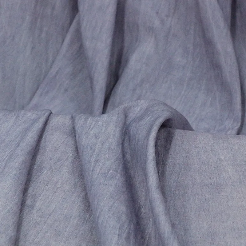 12mm tussah seda algodão sujo tecido tingido a frio primavera estilo artístico design de roupas