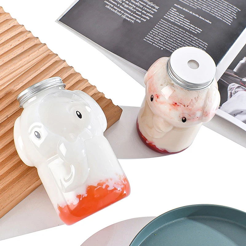 Botellas de agua de elefante de 350ml para té de la leche, jugo de café, taza portátil para beber, botella de bebida de jugo transparente para el hogar