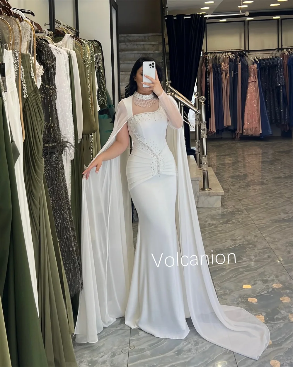 تخصيص جيرسي مطرزة الشريط البوق الرسن فساتين طويلة مناسبة مخصصة جودة عالية