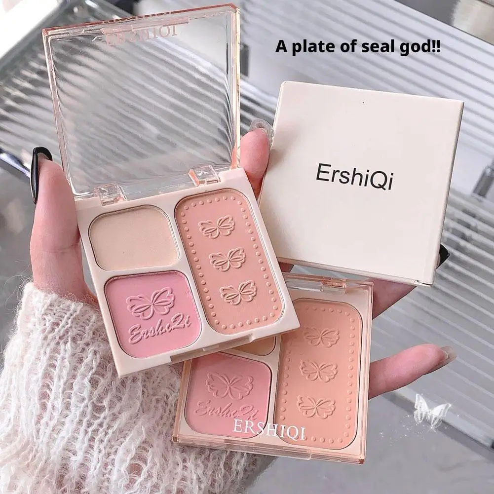 3-color Blush Natural Color Rendering Delicate Non-flying Shadow Natural Matte Face Powder Rouge Contour Makeup Palett Peac O7W8