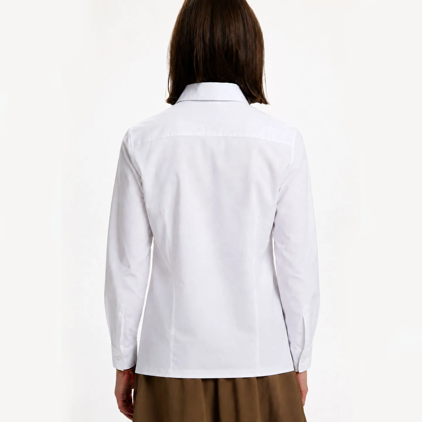 CH Damen Weißes Hemd mit Knöpfen, Langarm, Slim Fit, Bestickte Bürobluse, Elegantes Casual-Arbeitsoberteil – Detail 6