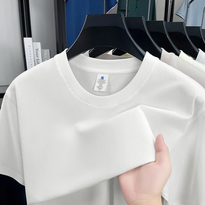 

100% Cotton Men's T-Shirt 240g Heavyweight Crew Neck Short Sleeve Solid Multi Color Summer Casual Versatile Basic Tee Men's Wear