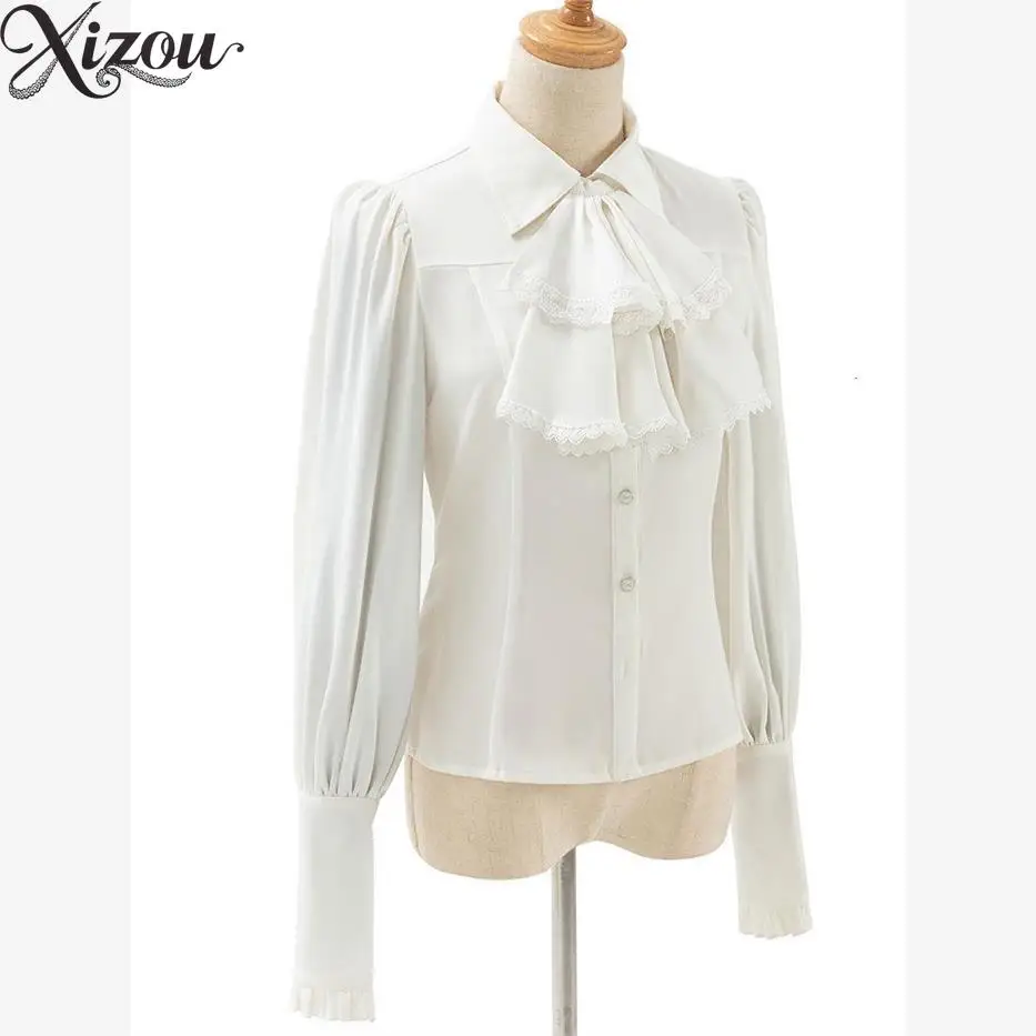 Haut à manches longues Style Lolita Original, chemise à manches longues, blanc pur, chemises intérieures élégantes pour femmes, mode printemps automne