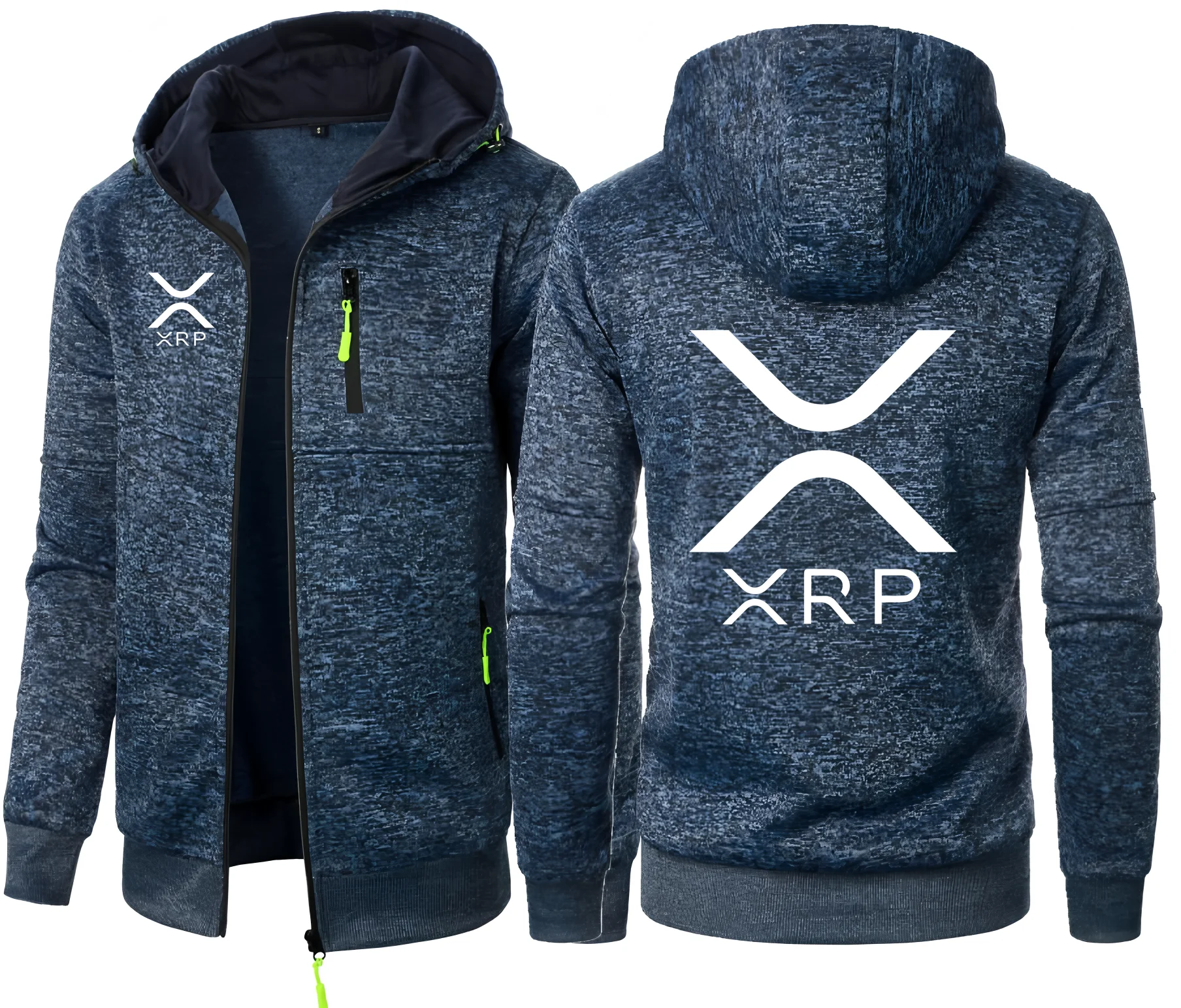 Cryptocurrency Ripple XRP Men's Hoodies Jacquard Sweatshirt Zipper Hooded Sweatshirt Men Clothing Sportswear Casual Jacket