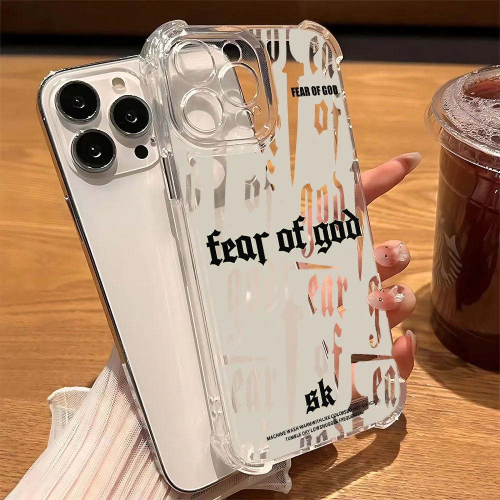 SK-FEAR OF GOD-funda de teléfono para iPhone 17 16e 16 15 14 13 12 11 Mini Air Pro Max X XR XSMax 7 8 Plus cubierta transparente anticaída