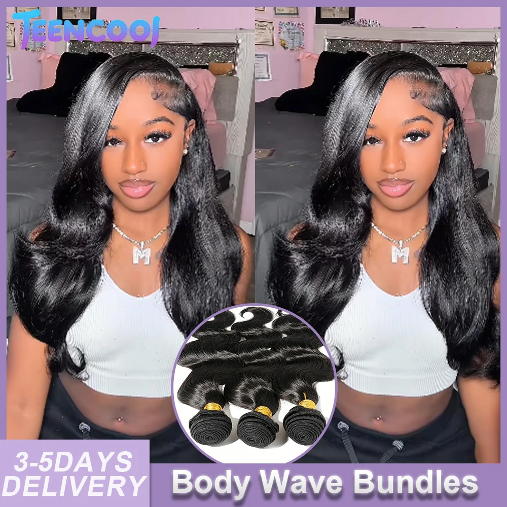 

10-30 Inches Body Wave Human Hair Bundles Natural Black Brazilian Virgin Hair Weave 12A Unprocessed Real Human Hair Extensions