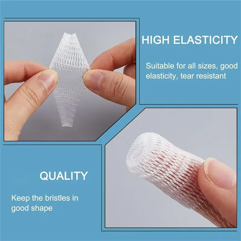 Hot Selling-200Pcs Makeup Brush Pen Guard Protector White Net Reusable Thread Spool Savers Expandable Mesh Cover,200Pcs Makeup B