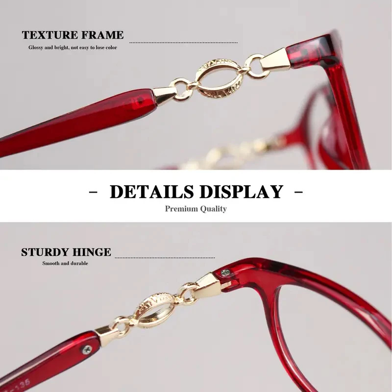 3-in-1-Multifokal-Lesebrille für Damen +1,0 bis +4,0, progressive, leicht zu aussehen, weit und nah erhältlich, 3-Farben-Brille – Detail 3