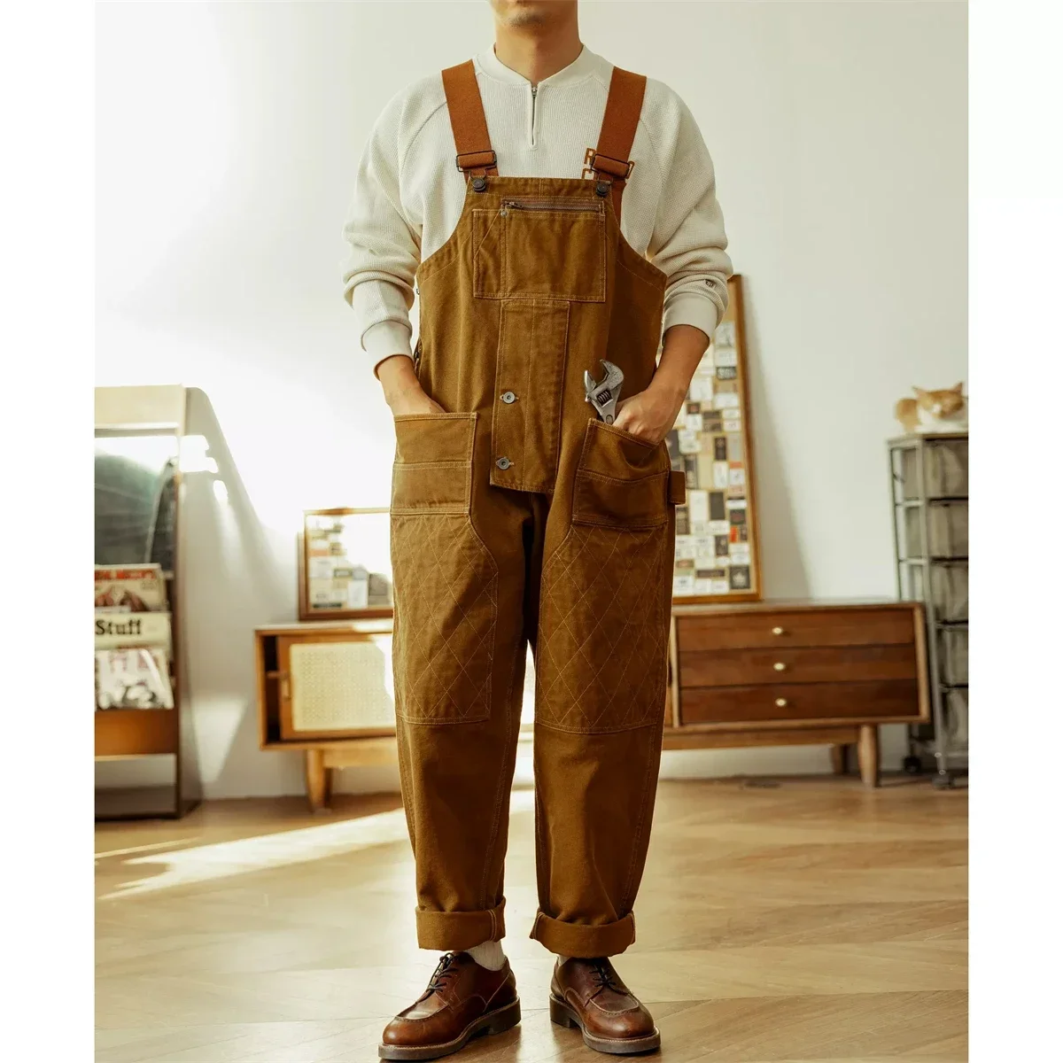 

Red Tornado Men's Heritage Duck Bib Overalls Relaxed Fit Carpenter Dungarees Work Pants