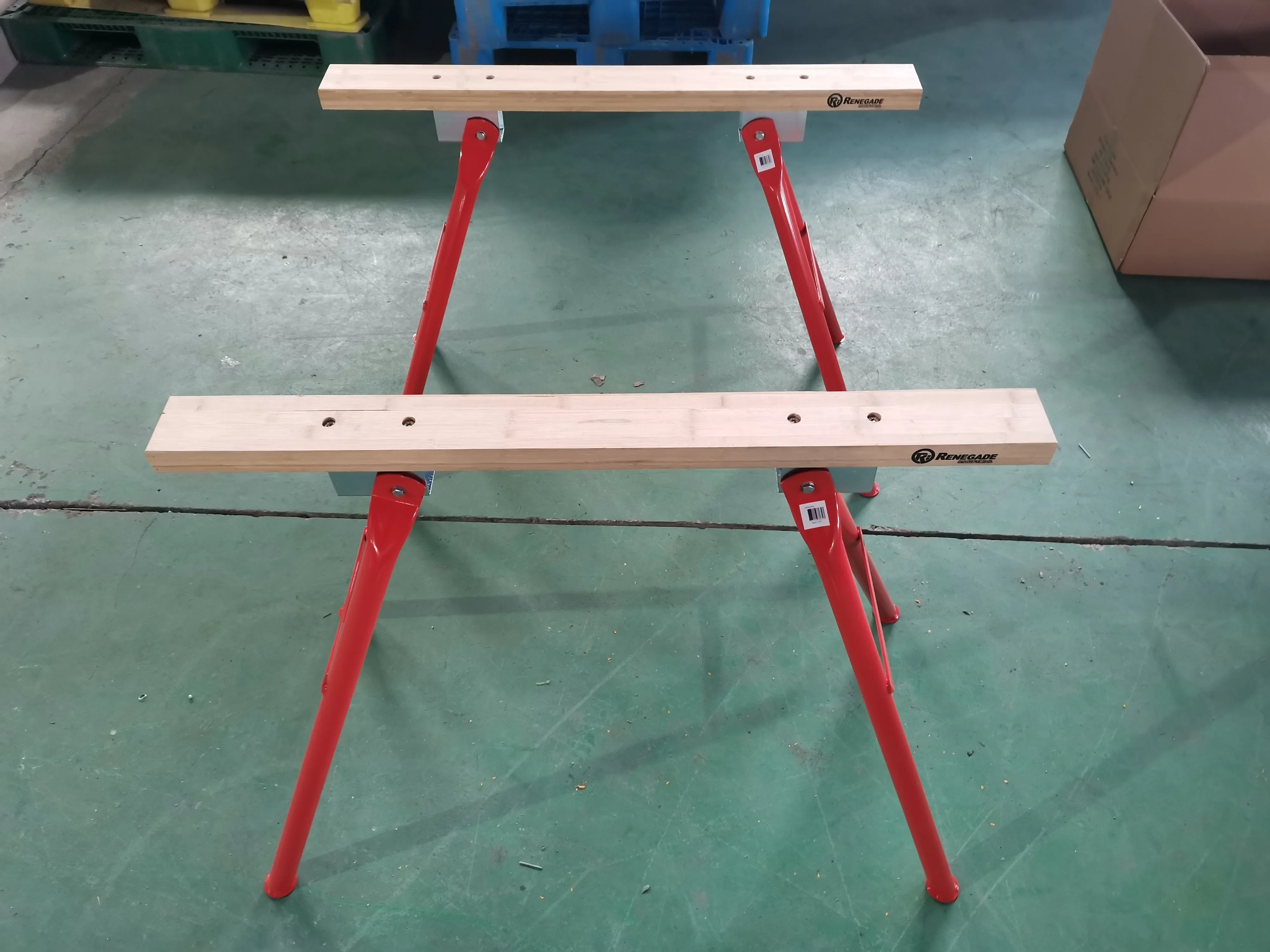 New Heavy Duty Folding Metal Sawhorse Easy To Operate Woodworking Workbench Applications Wide Range of Applications