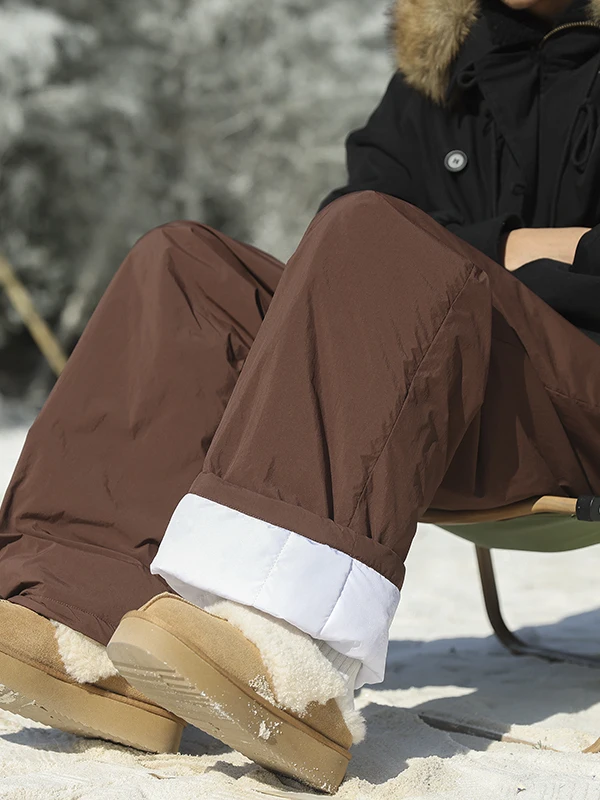 

Winter Thiened Outdoor Men's Cotton Pants Waterproof down Filling Straight Leg Long Trousers Youth Faion Casual Leisure