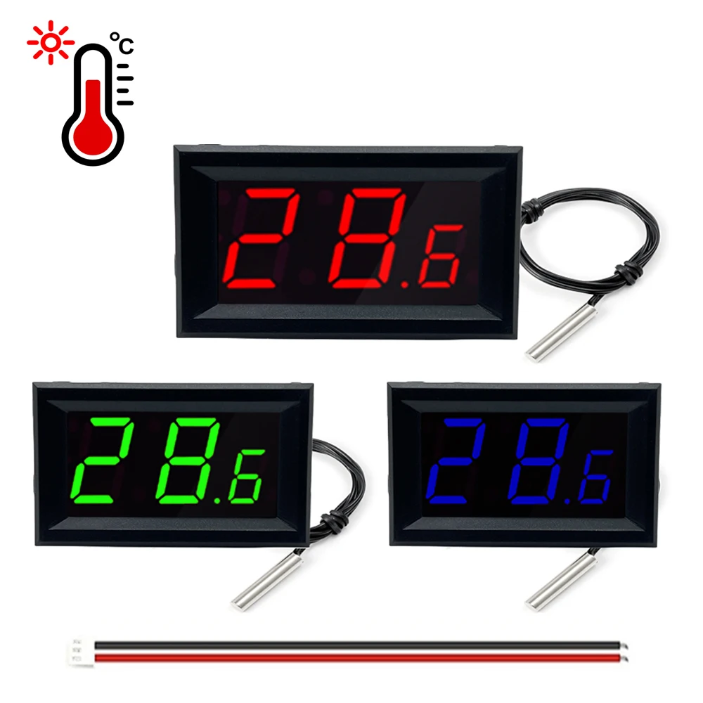 DC 12V Mini Digital LED Thermometer for Car Temperature Monitor Panel Meter Measuring Range -50-110C with Temperature Probe