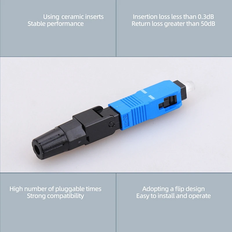 20Pcs SC/UPC Fiber Optic Fast Connectors Pre-Buried Quick Connector Fiber Assembly Adapters For High-Speed Internet