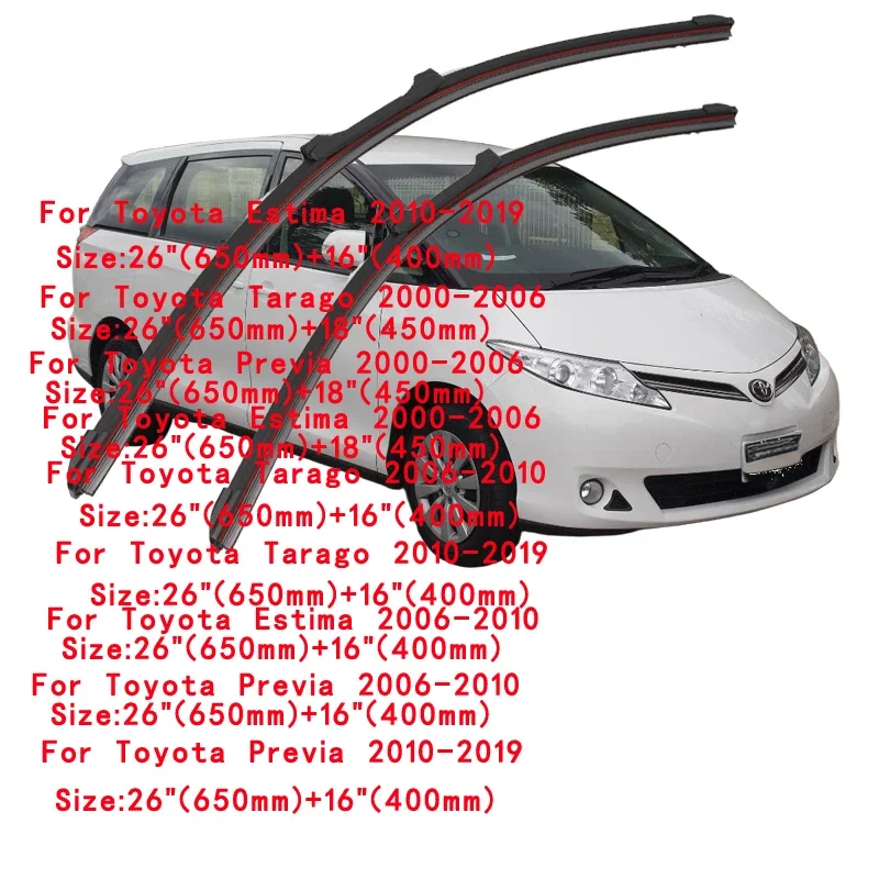 For Toyota Previa Estima Tarago 2000-2019 Car Windshield Wiper Blade Front Windscreen Brushes Washer Accessories Window Cleaning