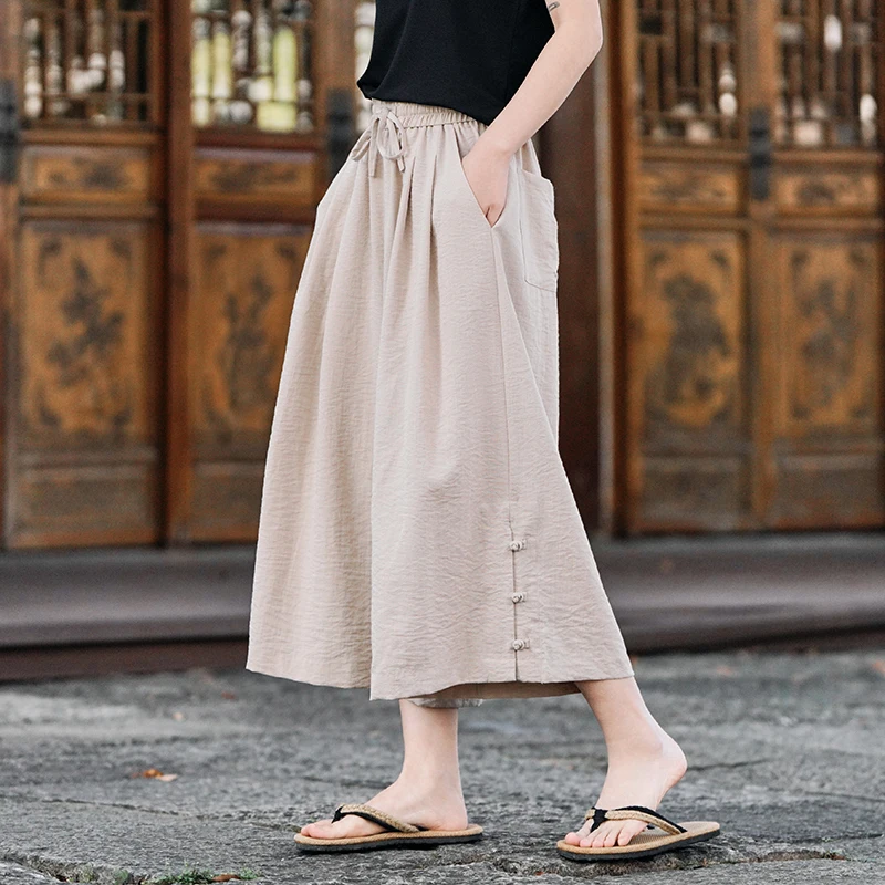 Casual Summer Chinese Sle Tang Dr Pants orts Men Women Zen Meditation Monastic Clothing Harlan Pants Loose Fit Youthfu...