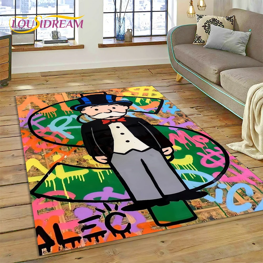 Game Dollar Monopoly Cartoon Geldtapijt Tapijt voor Woonkamer Slaapkamer Home Decor, Vloermat Antislip Decoratie voor Bank Deurmat