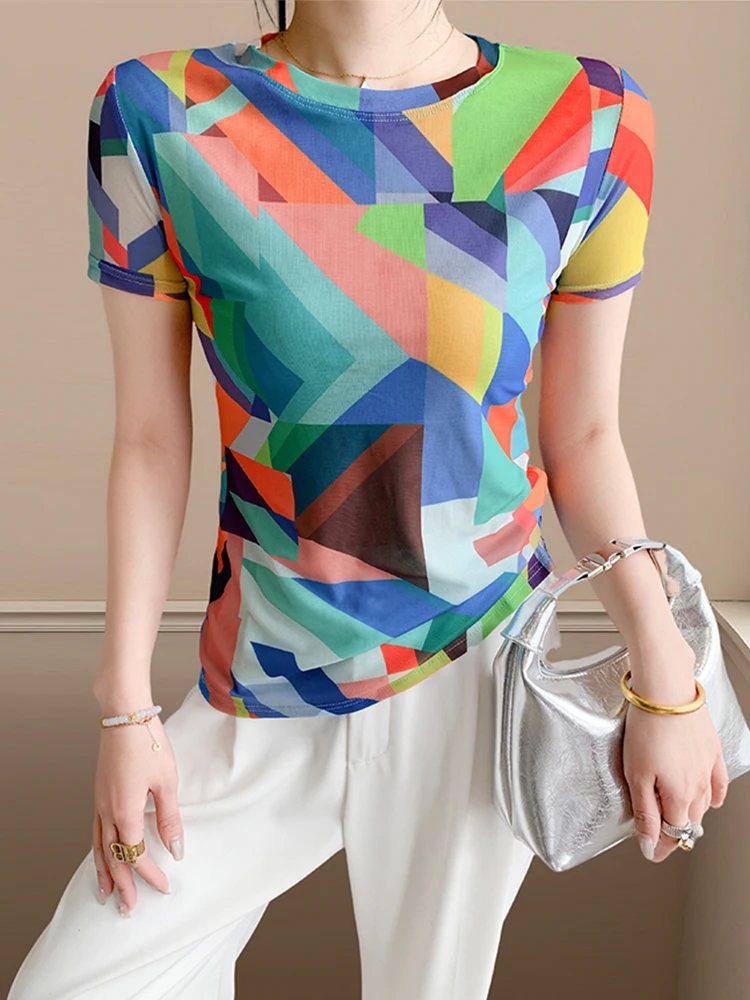 Impression créative ort Sve T-irt femme été Faionable rond Ne Me haut coupe ajustée f Sve petit irt