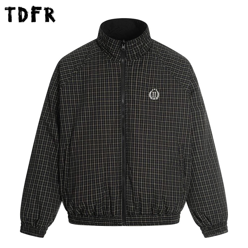 سترة منقوشة على الوجهين للرجال مطرزة بتصميم عتيق كاجوال بياقة واقفة وأكمام راجلان ملابس خارجية فضفاضة للرجال